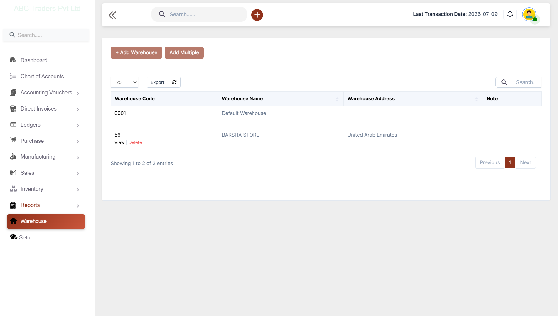 Multi-Warehouse Accounting Software