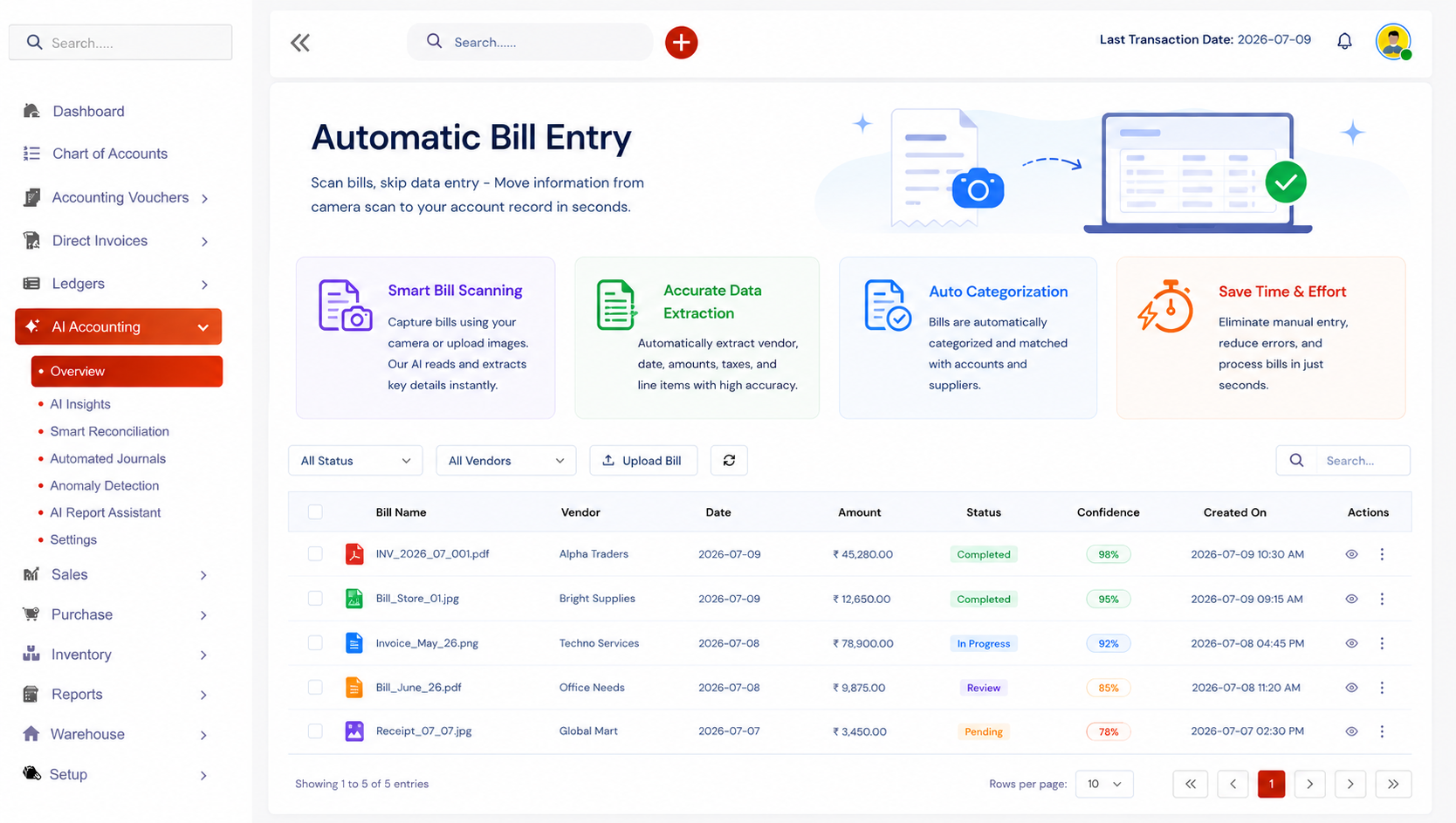 Automatic Bill Entry
