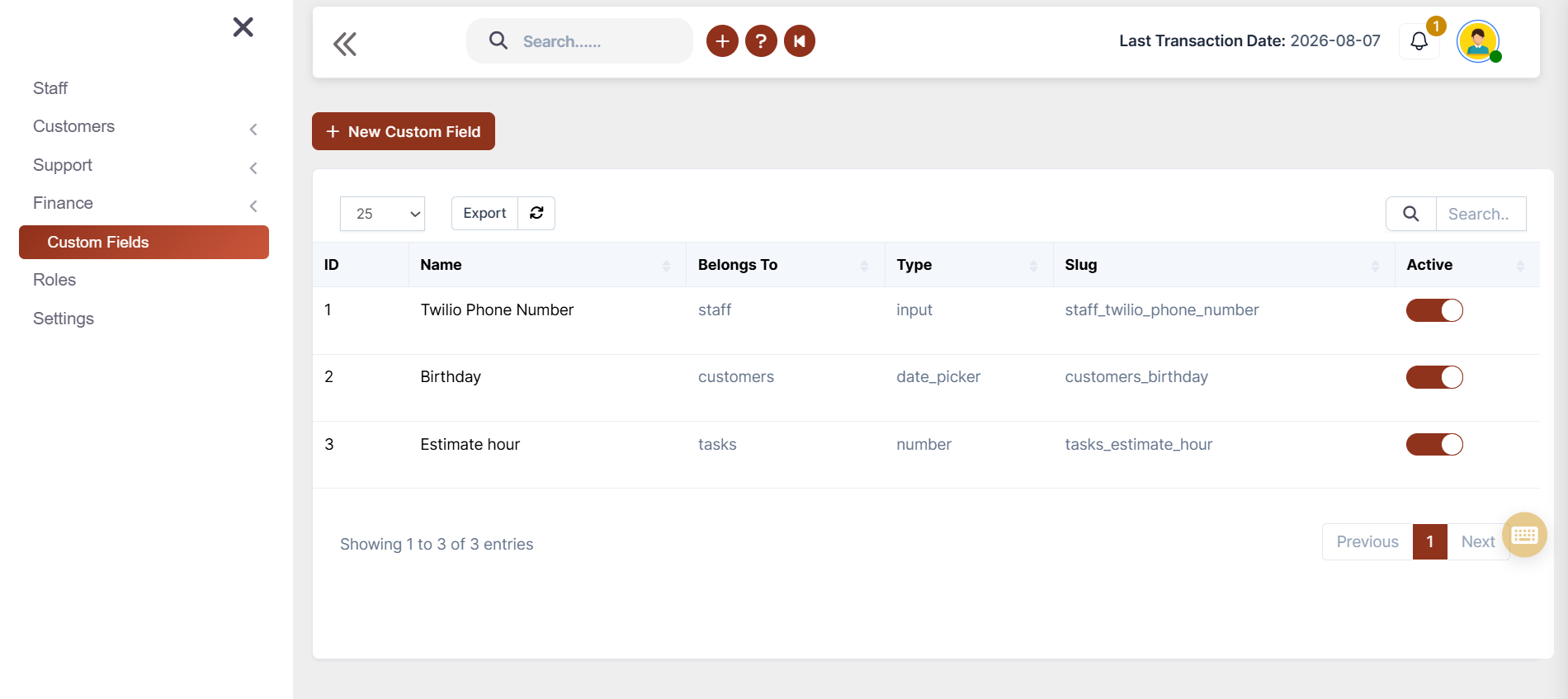custom field generation